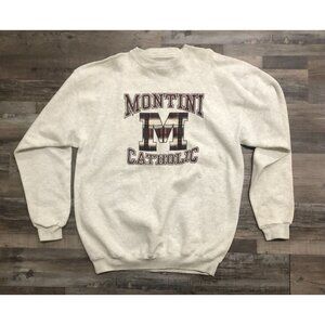 Vtg Vintage Montini Catholic Adult XL Gray Crewneck Sweatshirt Pullover